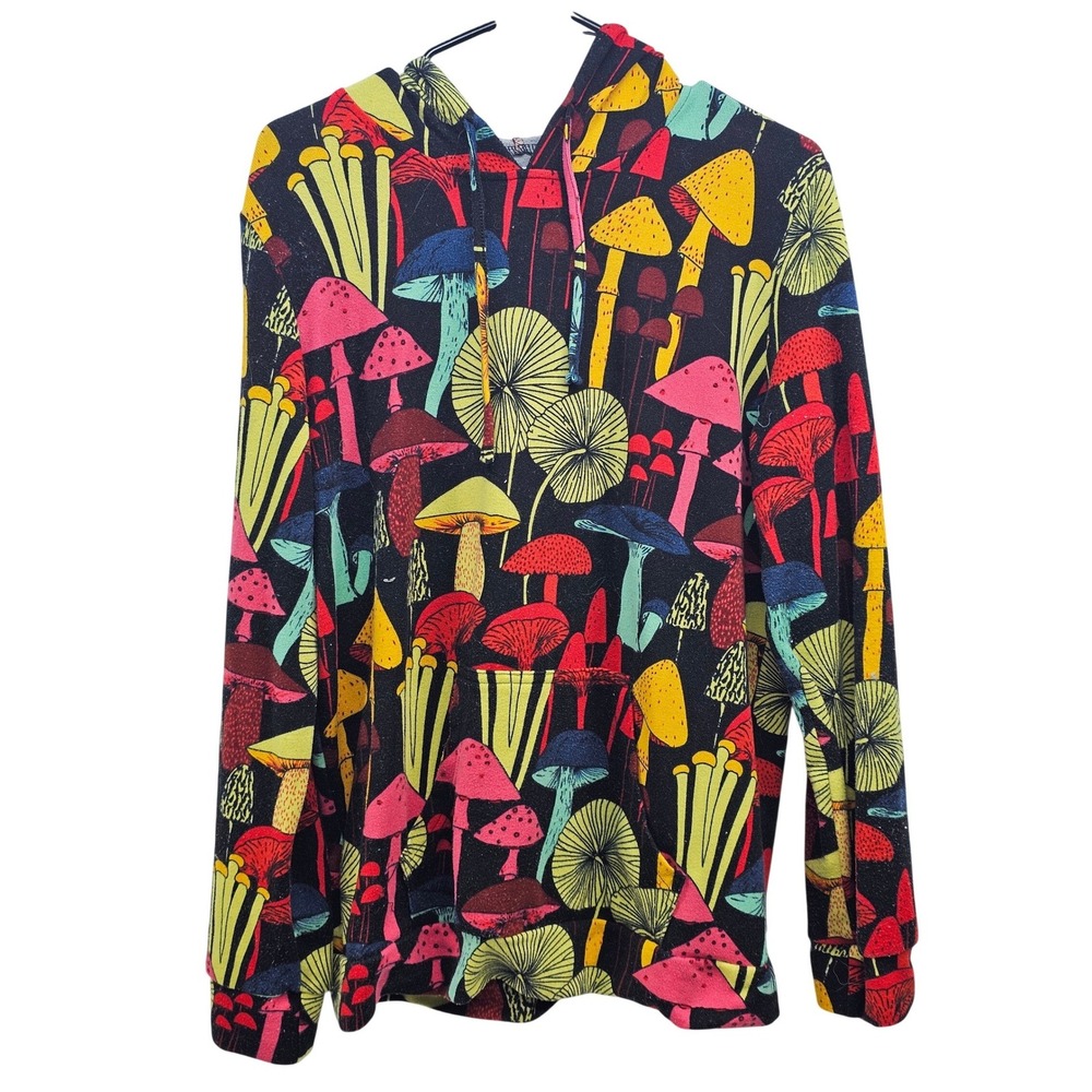 LA Soul Mushroom‎ Print Hoodie XL Multicolor Psychedelic Pullover Sweatshirt